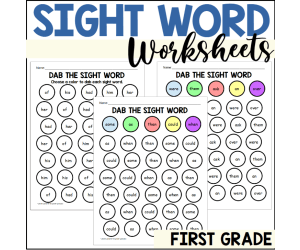 First Grade Dab a Sight Word Worksheets