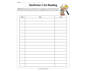 First Grade Nonfiction I Am Reading Worksheet