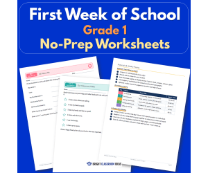 First Week of School Grade 1 | No-Prep Worksheets