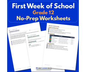 First Week of School Grade 12 | No-Prep Worksheets