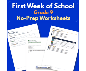 First Week of School Grade 9 | No-Prep Worksheets