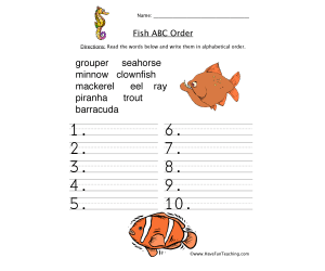 Fish Alphabetical Order Worksheet