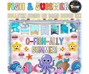 Fish Bulletin Board And Door Decor Kit: O-Fish-Ally Summer!