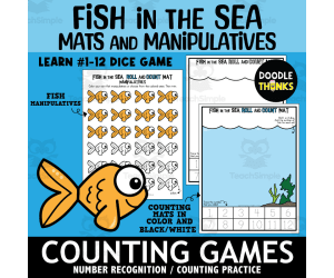 Fish in the Sea Roll and Count Mat Printable Manipulatives Dice Game
