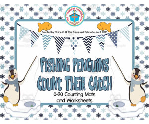 Fishing Penguins Number Mats + Worksheets