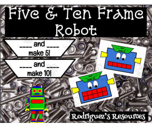 Five and Ten Frame Robot Craftivity