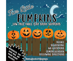 Five Little Pumpkins: Table Tent Printable PDF Activity- Includes Worksheets