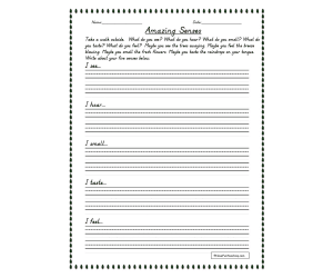 Five Senses Nature Walk Worksheet