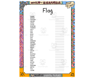 Flag word Scramble puzzle worksheet