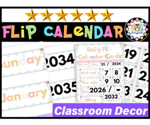 Flip Calendar | Spotty Boho Classroom Decor | Flip Calendar