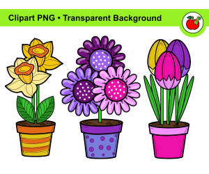 Flowers Clipart – Spring Clipart, Summer clipart, Flower Pots PNG