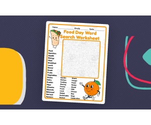 Food Day word search 2rd 3th 4th 5th Grade worksheet activity