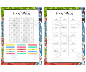 Food Webs word search, scramble and crossword