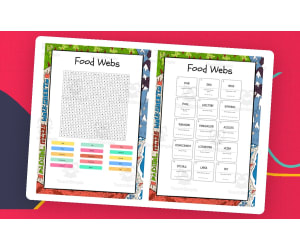 Food Webs  word search, scramble and crossword