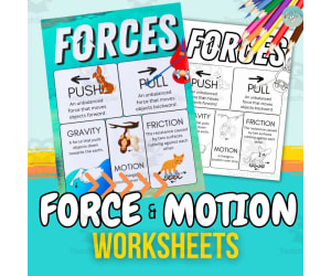 Force and Motion Worksheets and Anchor Chart for Physical Science