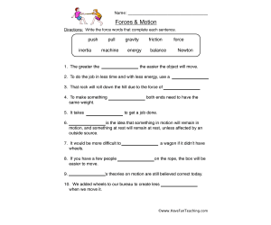 Forces Motion Worksheet