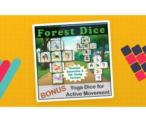 Forest Animals Dice Games with Both Picture and Kids Yoga Pose Dice Included