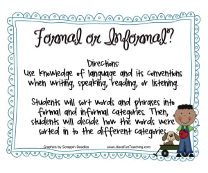 Formal Informal Language Activity