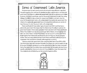 Forms of Government in Latin America Reading Packet