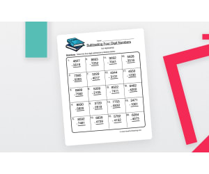 Four Digit Subtraction No Regrouping Worksheet