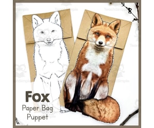 Foxes | Paper Bag Puppet | Printable Craft