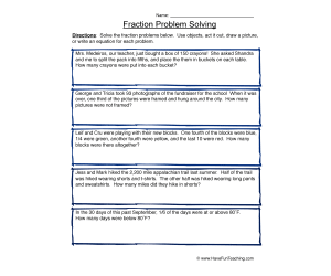 Fraction Problem Solving Worksheet