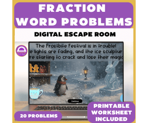 Fraction Word Problems Digital Escape Room