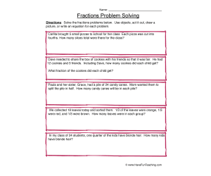 Fraction Word Problems Worksheet