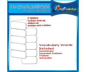 Fractions – Equivalency and Comparisons Unit Vocabulary Words Interactive Foldable for 3rd Grade – EBOOK