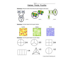 Fractions Half Third Fourth Worksheet