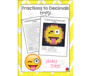 Fractions to Decimals - Winky Face Emoji