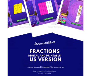 Fractions US Version Interactive and Printable Math Activity