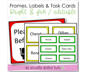 Frames, Labels, And Task Cards | Bright & Fun Themed