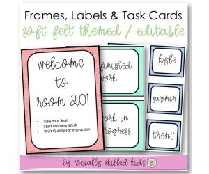 Frames, Labels and Task Cards, "Soft Felt" Themed, Editable