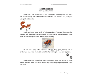 Frank the Fox - Reading Comprehension Worksheet