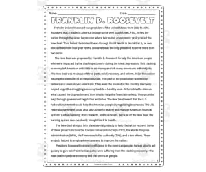 Franklin D. Roosevelt Activity Packet
