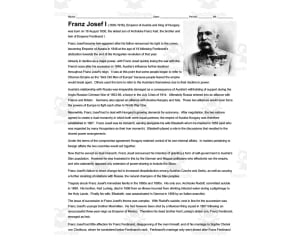 Franz Joseph Biography | Comprehension Questions