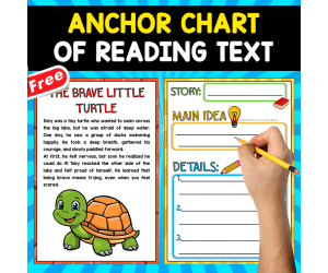 FREE ANCHOR CHART OF READING | The Brave Little Turtle