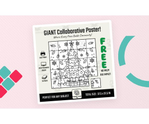 FREE! Christmas Collaborative Poster: Gingerbread & Tree Coloring Page