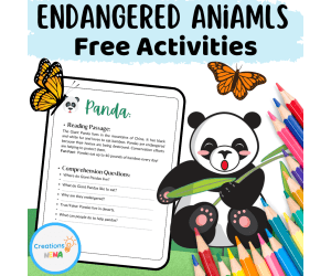 Free Endangered Animals Coloring & Reading Activity.