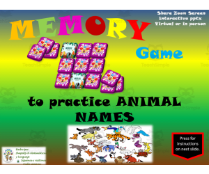 Free Interactive Memory Game to Practice Animals