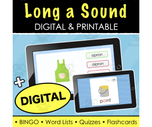 FREE Long a Sound - Digital Quiz, Digital Flash Cards, Word Lists and Quizzes