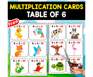 FREE MULTIPLICATION CARDS OF THE TABLE BY 6 | FREE MATH RESOURCE