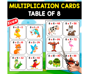FREE MULTIPLICATION FLASHCARDS | MULTIPLICATION BY 8