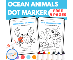Free Ocean Animals Dot Marker Worksheets