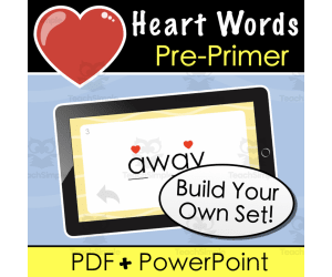 FREE Pre-Primer Heart Words - Compile Your Own Digital Flash Card Set