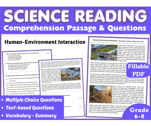 FREE Reading Comprehension: Human-Environment Interaction Fillable PDF