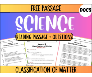 Free Reading Passage: Classification of Matter (Docs)