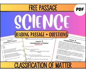 Free Reading Passage: Classification of Matter PDF