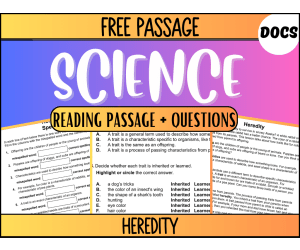 Free Reading Passage: Heredity (Google Docs)
